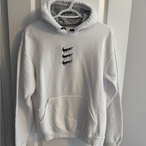 White Pullover Hoodie with Black Drip Logo